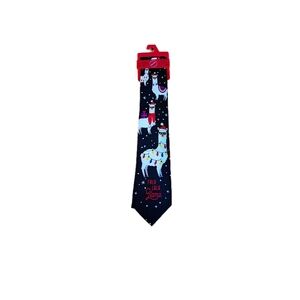 ❄️Bespoke Men's Polyester  Festive Necktie Lama Design 🎶FALA LALA LlAMA🎶  NWT